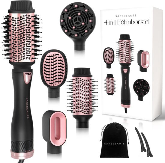 Sansbeauté® 4-in-1 Haarbürste mit Diffusor - Multistyler - Airstyler - Haarbürste - Lockenbürste - Haarbürste - Stylingbürste - Wärmebürste - Volumen und Locken