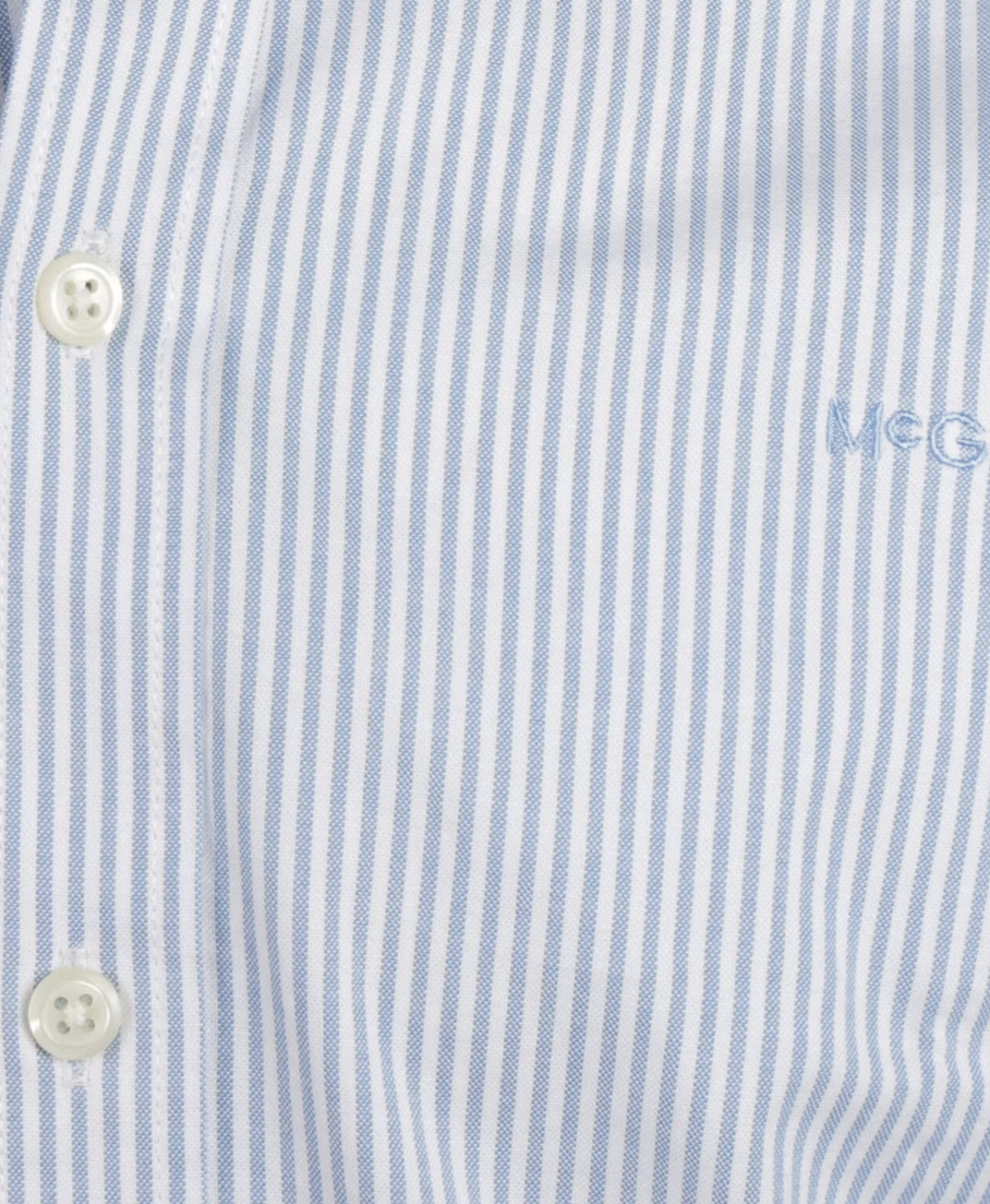 McGregor Stretch Oxford Small Stripe Shirt Herren - Größe M - hellblau - lange Ärmel