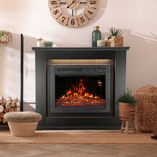 Elektroheizung - Rechteckig - 2000 Watt - Schwarz - Inklusive Feuereffekt