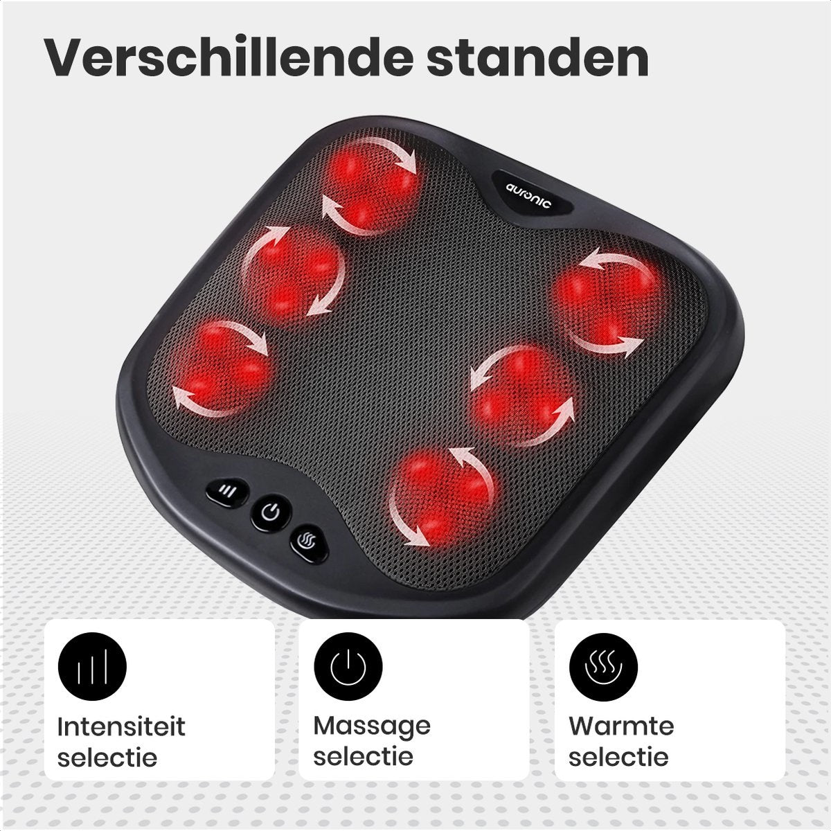 Auronic - Fußmassagegerät - 18 Shiatsu-Massageköpfe - Wärmefunktion - Schwarz