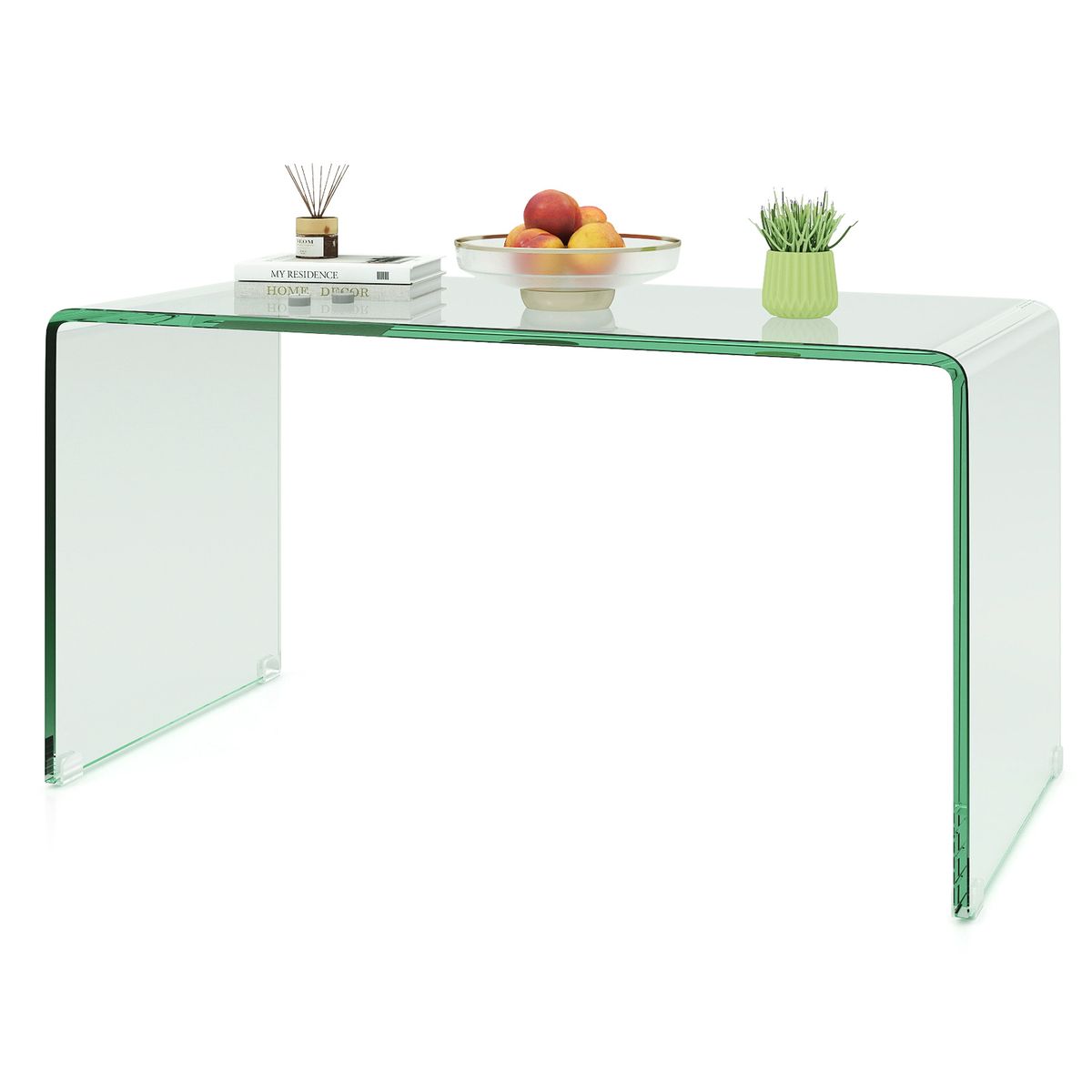Coast Couchtisch – U-förmiger Beistelltisch – gehärtetes Glas – 81,5 x 42 x 40 cm – transparent