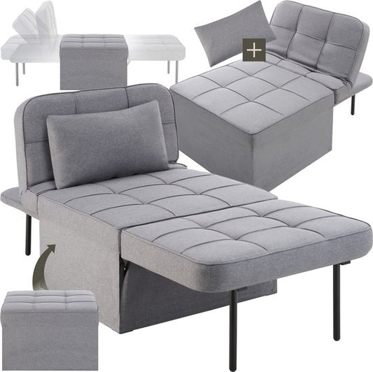 tectake 4-in-1 Komfortabler Schlafsessel mit Schlaffunktion - Sofa, Sessel oder Liege - In 6 Positionen klappbar - Modulares Schlafsofa oder Lesesessel - Für Schlafzimmer, Jugendzimmer oder Wohnzimmer