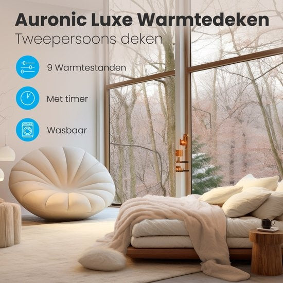 Auronic - Electric Blanket - Wärmedecke - 9 Wärmestufen - 2 Personen - 200x150 - Hellbraun