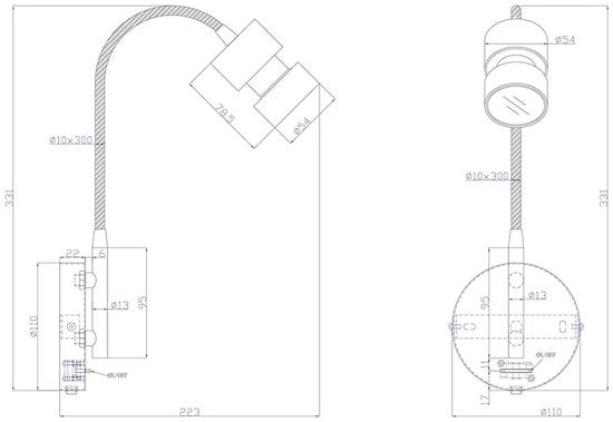 Wandleuchte Natasja LED 3094ZW Schwarz – dreh- und neigbar, inklusive GU10-Leuchtmittel, aus Kunststoff und Metall – Steinhauer