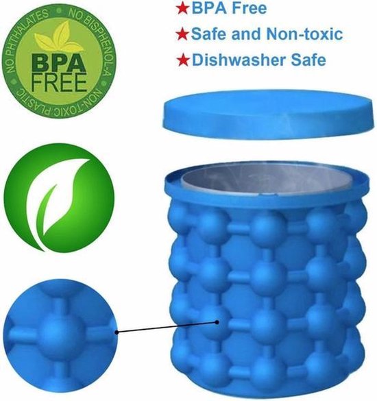 Shop-Story - Eiskübel/Eiswürfelbereiter - Getränkekühler - 2 in 1 Silikoneimer - Blau