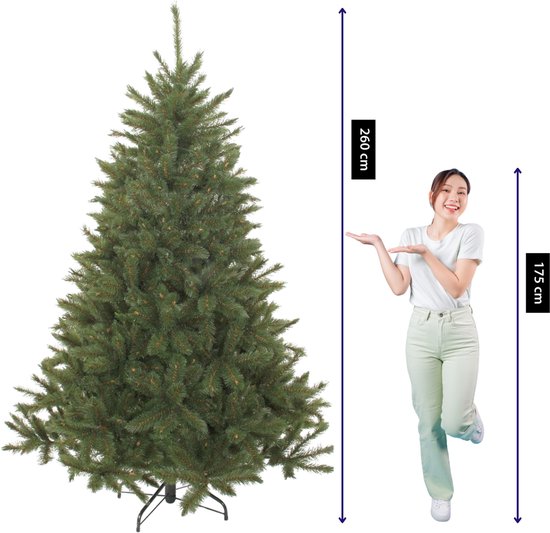 Triumph Tree Bristlecone Kunstweihnachtsbaum – Kunstbaum mit natürlicher Optik – Weihnachtsdekoration für den Innenbereich – PVC-Hardneedle-Ausführung – H 260 x Ø 163 cm – Grün