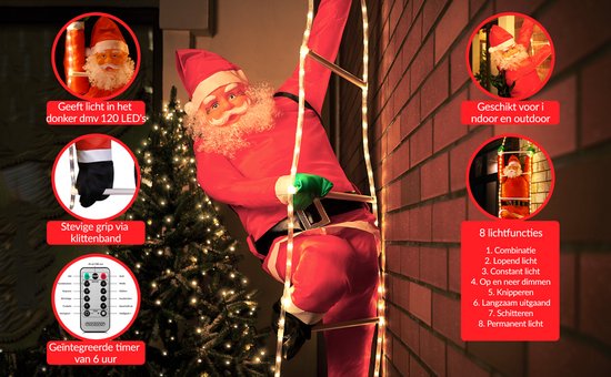 Weihnachtsmann auf Strickleiter - LED