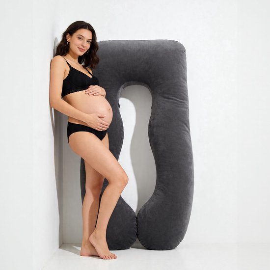 Earkings Schwangerschaftskissen für den Seitenschlaf – Dunkelgrau – 140 x 80 cm