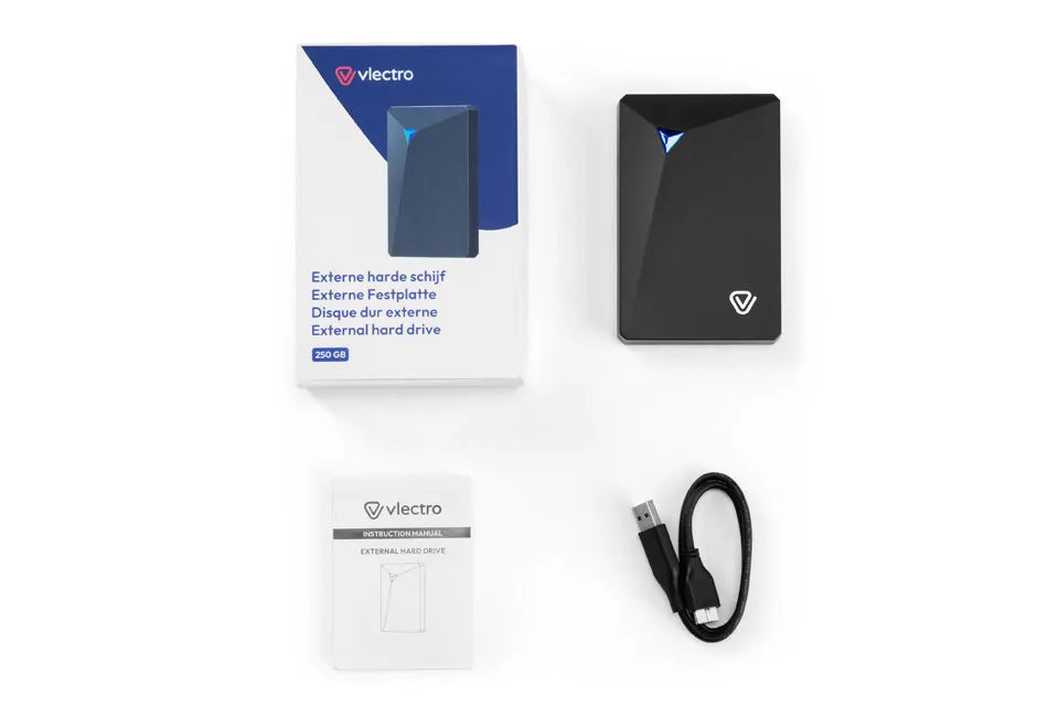 Vlectro Externe Festplatte – 1000 GB – USB 3.0 – Aluminium – Stoßfest