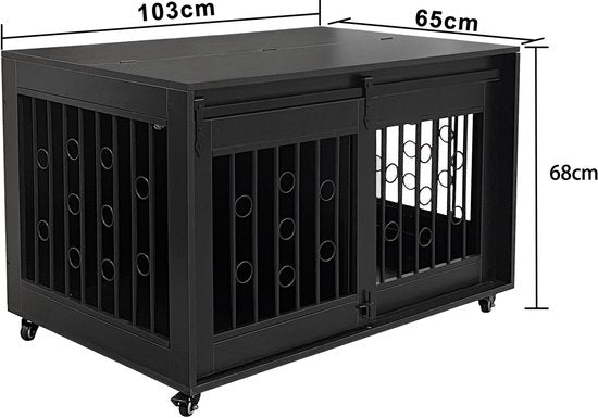 Hundehütte auf Rädern - Box für 2 Hunde auf Rädern - Hundehütte - für Welpen und kleine Hunde - 2 separate Bereiche