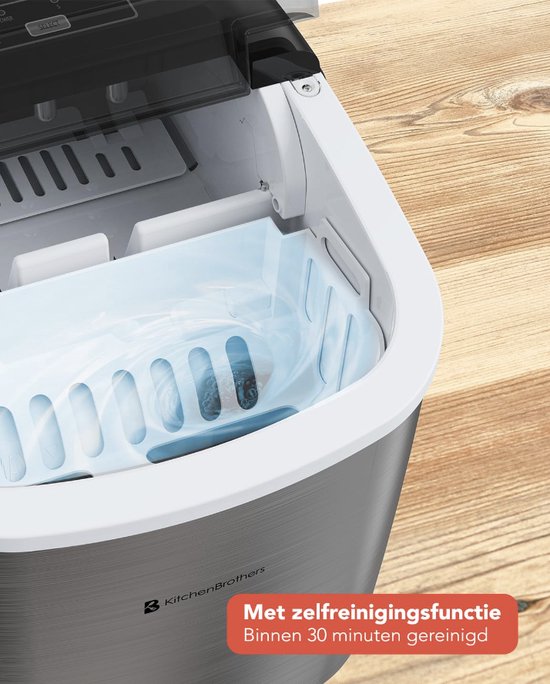 Eiswürfelmaschine - Eiswürfelbereiter mit Eisportionierer - 9 Würfel in 8 Min. - Tragbar mit Griff - Edelstahl