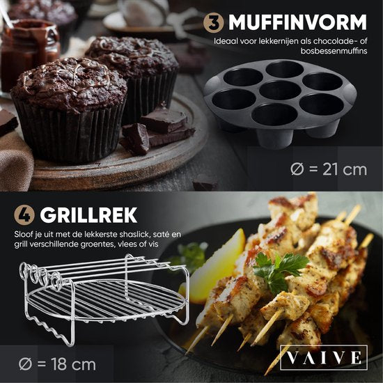 VAIVE Heißluftfritteuse Zubehör Set - Passend für alle Airfryer XL und XXL - ⌀ 20 cm
