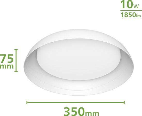 Philips Fleta Deckenleuchte – Hocheffizient – SceneSwitch-Lichttechnologie – 10 W – Warmweißes Licht – Weißes Design – Energiekosten sparen