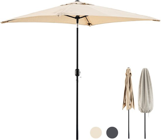 Tristar Stabsonnenschirm – quadratisch – 200 x 200 cm – Balkon & Garten – neigbar – inkl. Schutzhülle – PA-7902 – Beige
