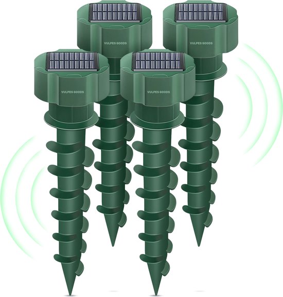 Vulpes Goods® Repellent - Maulwurfsabwehr - 4 Stück - Mausabwehr - Maulwurfskontrolle - Solarbetrieben - Wasserdicht - Tierfreundlich - PRO V2