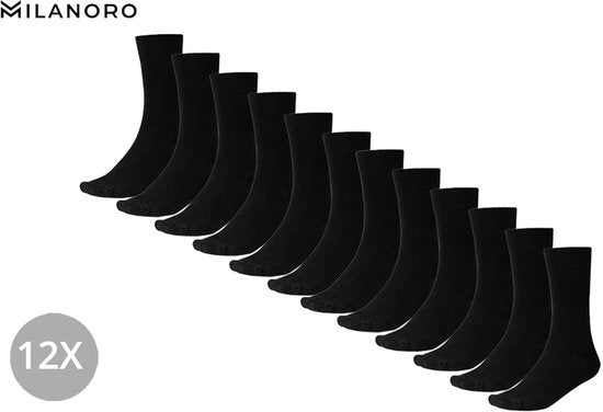 Milanoro - 12 Paar weiche Bambussocken für Damen und Herren - Dunkle Farben - 39-42