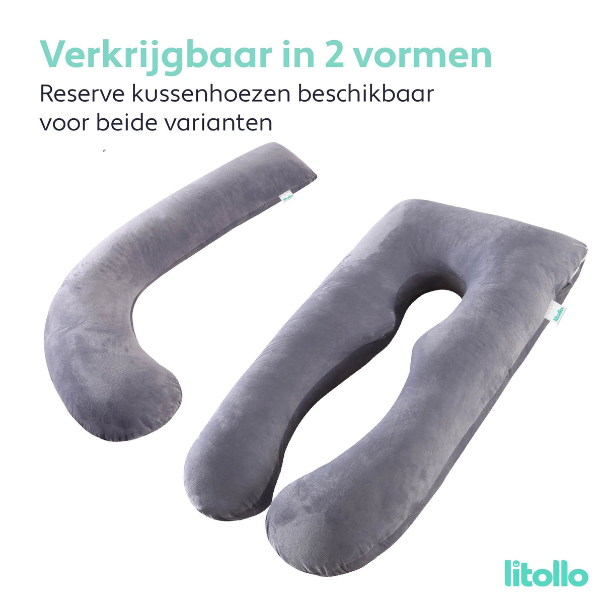 LitolloÂ¬Ã† Umstandskissen XXL - Stillkissen - Körperkissen - 280cm - Weicher Fleecestoff - Grau - Mit kostenlosem extra abnehmbarem Bezug (im Wert von â€šÃ‡Â¨29.95)