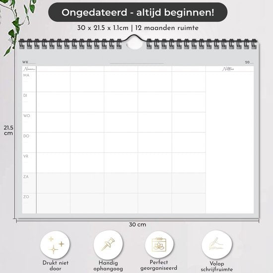 Systemyze Family Planner Basic 2025 - Planer - Wochenplaner - Familienplaner - Undatiert - Grau