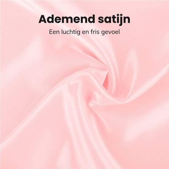 Satin-Kissenbezug-Set - Inkl. Mütze und Schlafmaske - 60x70 cm - Schlafmütze - Locken - Satin - Moerbij - Seide - Schönheit - Seide - Weich - Satin rosa - Soft & Silky