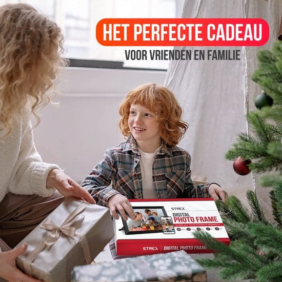 Strex Digitaler Fotorahmen mit WiFi - 10,1-Zoll-Touchscreen - Frameo Software über App