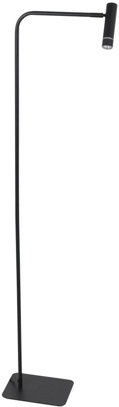 Stehlampe Steinhauer Volari 4710ZW – Lampe aus schwarzem Kunststoff und Metall, 120 cm hoch, mit „Dimm-to-Warm“-LED und dreh- und neigbarem Lampenkopf, für den Innenbereich