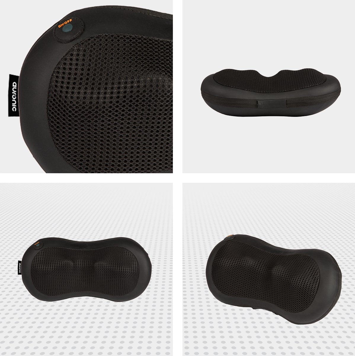 Auronic Shiatsu Massagekissen - für Nacken & Rücken - Wärmefunktion - Kabellos - Schwarz