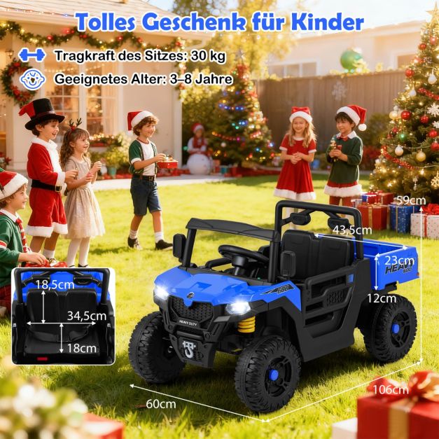Coast Electric Child Car 12V - Kippauto mit Fernbedienung 106 x 60 x 59 cm - Dunkelblau