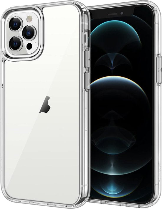 Podec Handyhülle, transparent, passend für das iPhone 12 Pro Max – transparente Hülle und Displayschutzfolie aus Glas