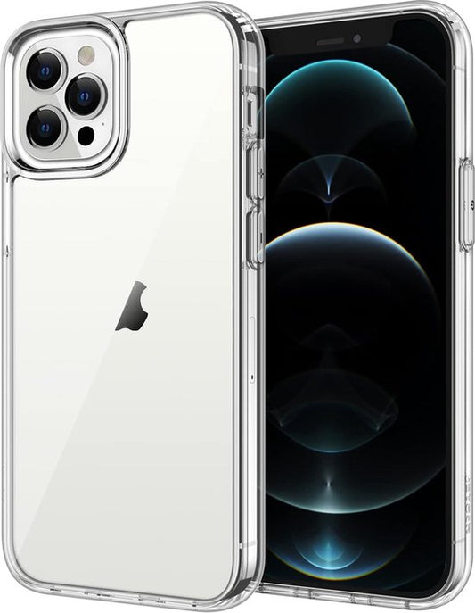 Podec Handyhülle, transparent, passend für das iPhone 12 Pro Max – transparente Hülle und Displayschutzfolie aus Glas