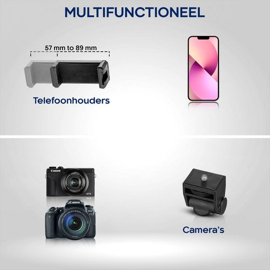 Studio ME Telefonstativ - 170 cm - Stativ Smartphone - Schwarz - Kamerastativ - Telefonhalterung - Inkl. Bluetooth-Fernbedienung - Stativ Iphone - Stativ Telefon