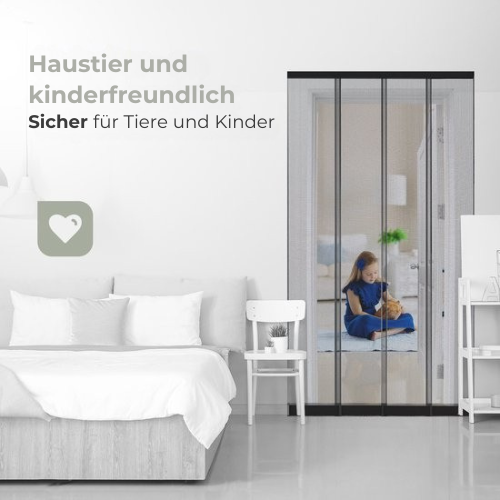 O'DADDY® - Fliegengitter Lamellenvorhang - Verstellbares Design - Fiberglas - 100x260 cm - Schwarz