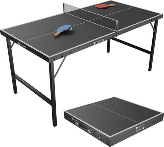 Juskys Mini-Tischtennistisch Flexi - 152 x 71 x 71 cm - Schwarz/Silber