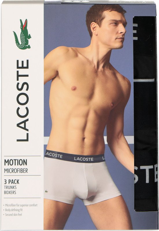 Lacoste Boxershorts Herren Mikrofaser Schwarz 3er-Pack - Größe L