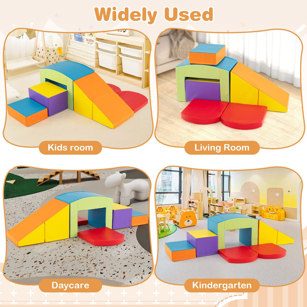Costway Kletterklötze Set - 6-teilig & inkl. Tunnel - 60 x 41 x 46 cm - Mehrfarbig