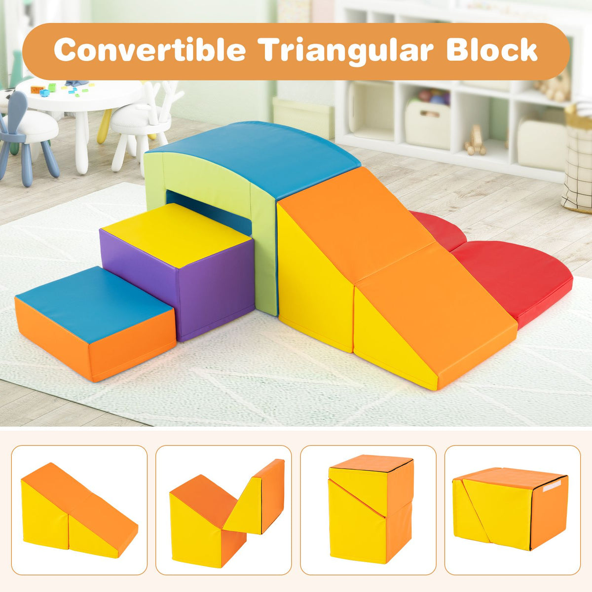 Costway Kletterklötze Set - 6-teilig & inkl. Tunnel - 60 x 41 x 46 cm - Mehrfarbig