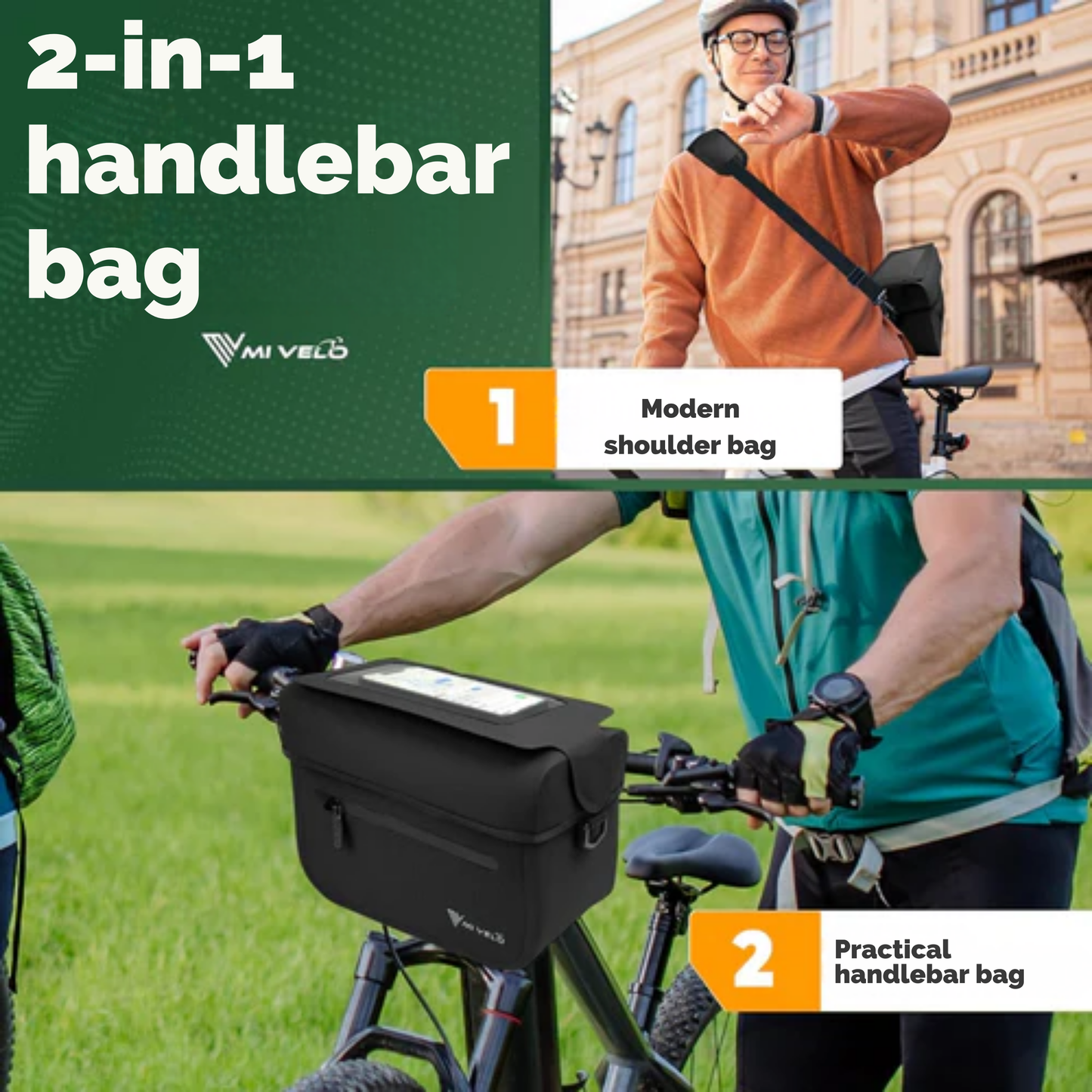 MIVELO Lenker Fahrradtasche OSKAR - 6L - Isoliert - Wasserabweisend - Handytasche - Schwarz