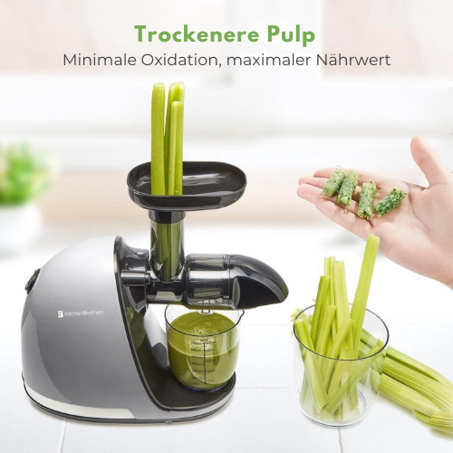 KitchenBrothers Entsafter - 700ml - BPA-frei - Trockenes Fruchtfleisch - Grau
