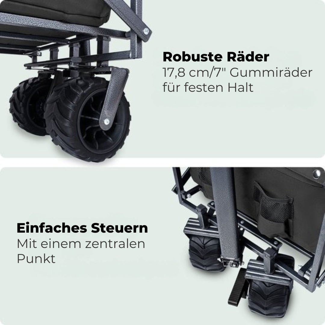 LifeGoods Wagon - faltbar - 80KG Tragfähigkeit - 94L - waschbares Polyester - Schwarz
