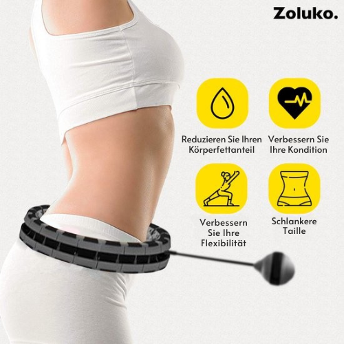 Zoluko Hula Hoop XXL - Inkl. E-Book - Fitness - Mit Gewicht - 130 cm Umfang - Schwarz