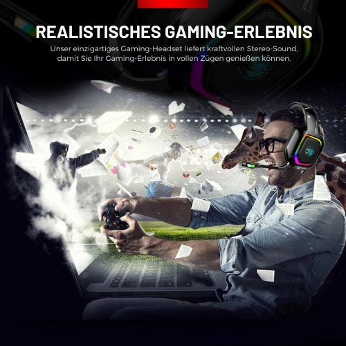 URGOODS Pro Gaming Headset - mit Mikrofon - 7.1 Surround Sound für PS4, PS5, Xbox One, Xbox Series und PC - Schwarz