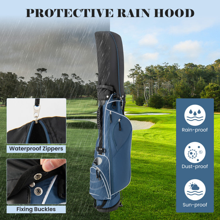 Coast Golf Stand Cart Bag - 4-fach unterteilt - Leichtgewicht mit 4 Staufächern - Inklusive Regenschutz - Griffe und doppelter Schultergurt - Maße: 36 x 32 x 112 cm - Farbe: Schwarz
