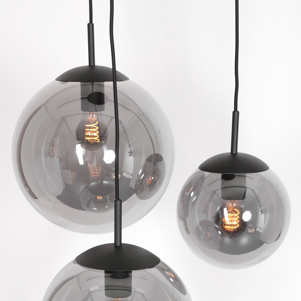 Steinhauer - Pendelleuchte - Bollique LED - schwarz - Glas Metall - Ø 40cm - E27 - 3123ZW
