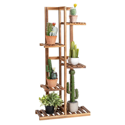 Coast 5-Layer Flower Rack Braun 50 x 21 x 103 cm - Freistehendes Pflanzenregal aus Kiefernholz für den Innen- und Außenbereich