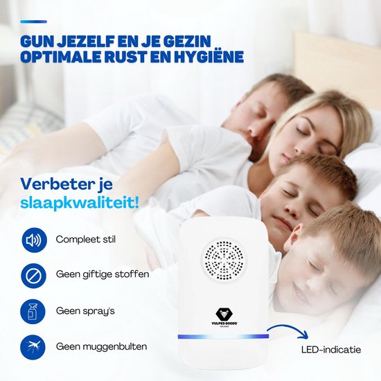 Vulpes Goods® Repellent - Ultraschall-Mausabwehr PRO - 8-in-1-Schädlingsabwehr - Mäuseabwehr für Innenräume - Schädlingsabwehr - Insektenabwehr - Mückenabwehr - 4er Pack - Weiß