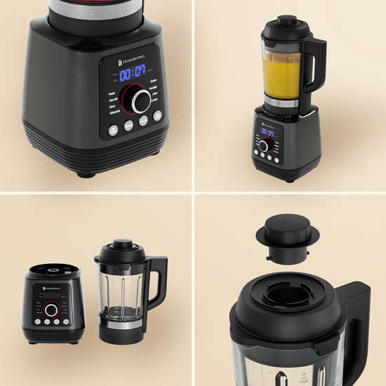 KitchenBrothers Blender - Thermoblender - 1.75L - Kochfunktion - 700+1000W - Smoothie Maker - Ice Crusher - Schwarz