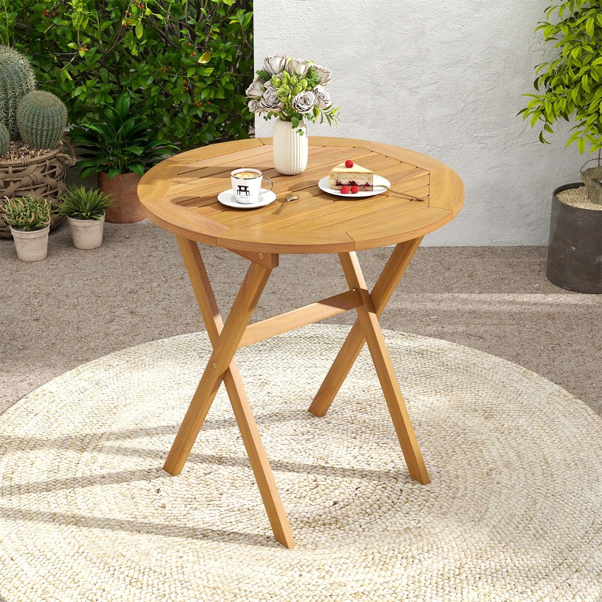 Coast runder Gartentisch – klappbar – Akazienholz – 67 cm – naturbelassen