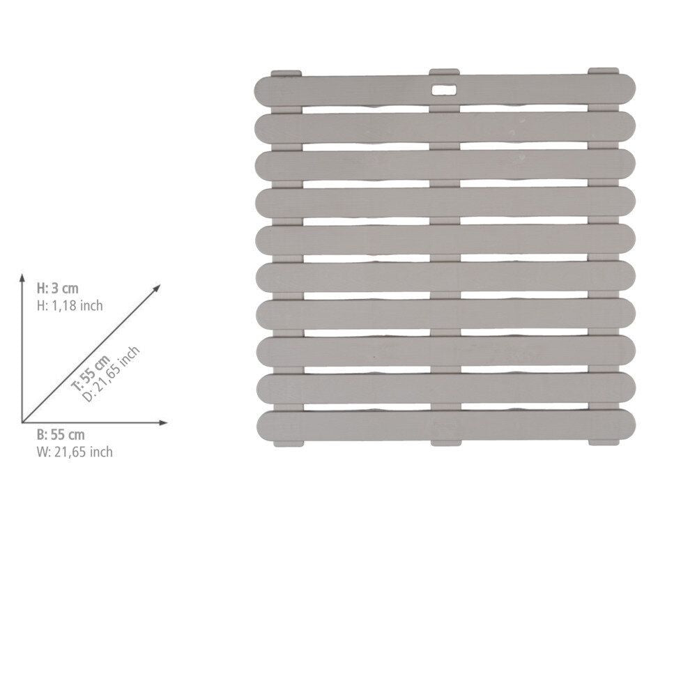 WENKO Duschrost für drinnen und draußen, Taupe – 55 x 55 cm – rutschfest