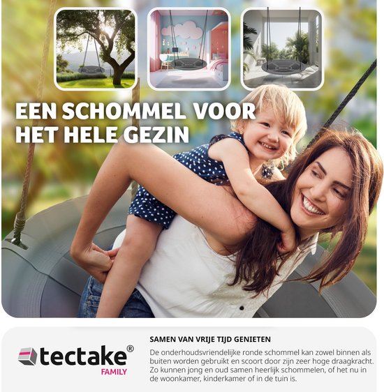 tectake Nestschaukel - Korbschaukel mit einer Tragfähigkeit von bis zu 300 kg - Schaukel für Kinder und Erwachsene - Gartenschaukel für draußen oder Hängesessel für drinnen - Spielzeug für den Garten oder das Kinderzimmer (ABMESSUNGEN Ã˜ 120 cm)