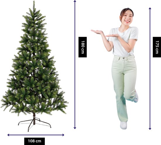 Black Box Trees Nagoya Weihnachtsbaum – Kunstbaum mit Scharnierkonstruktion für schnellen Aufbau – Weihnachtsdekoration für den Innenbereich mit üppiger Optik – H 180 x Ø 108 cm – Grün