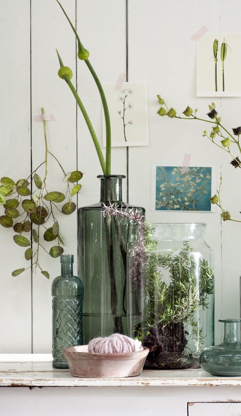 Mica Decorations Guan Flaschenvase - H75 x Ø25 cm - Recyceltes Glas - Grün